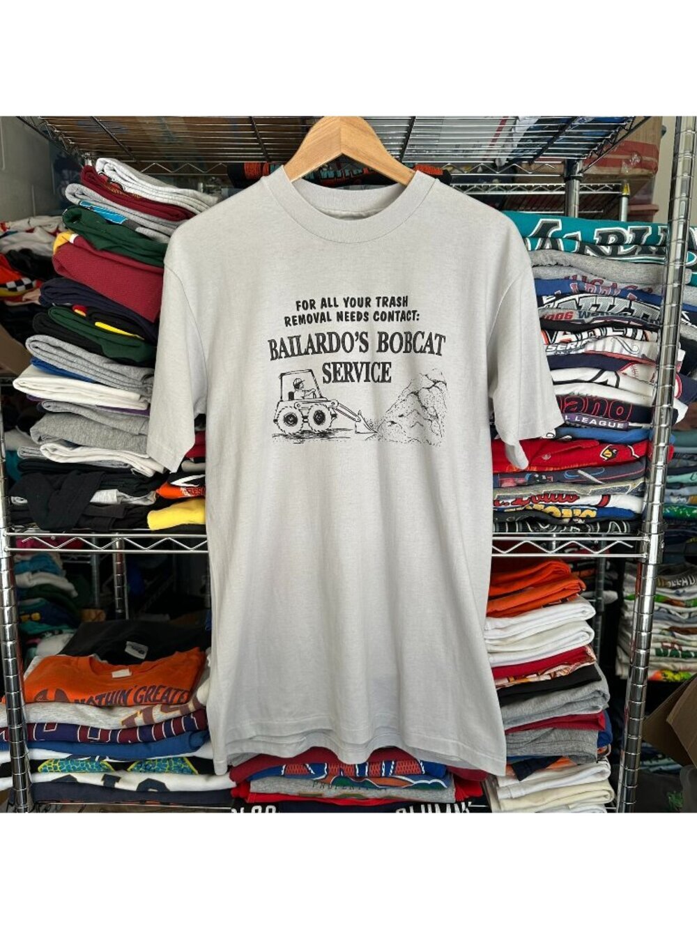 Vintage 80s Bobcat Service T-Shirt Single Stitch Utility Workwear Grunge Gray M